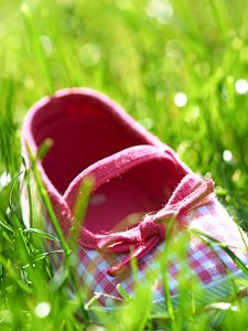 Preview wallpaper slippers, grass, shoes, bright