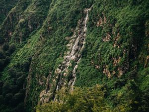 Preview wallpaper slope, cliff, trees, green, stones