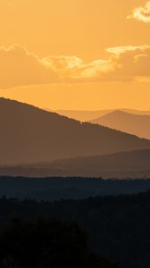 Preview wallpaper slope, clouds, trees, hills