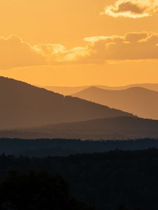 Preview wallpaper slope, clouds, trees, hills