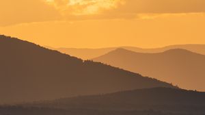 Preview wallpaper slope, clouds, trees, hills