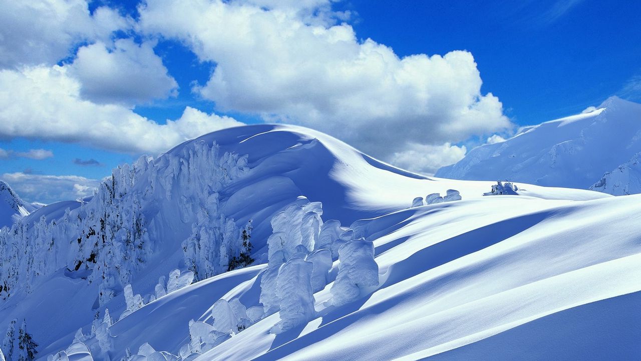 Wallpaper slope, descent, mountain, snow, winter, snowdrifts
