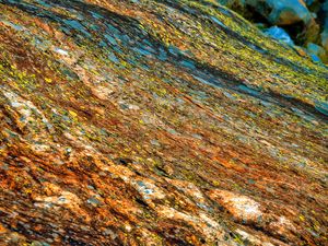 Preview wallpaper slope, fallen leaves, autumn, stones, relief