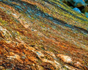 Preview wallpaper slope, fallen leaves, autumn, stones, relief