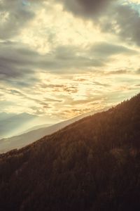 Preview wallpaper slope, forest, mountains, clouds, nature