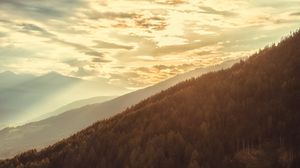 Preview wallpaper slope, forest, mountains, clouds, nature