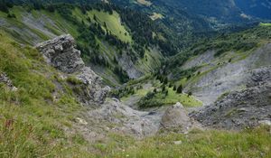 Preview wallpaper slope, grass, gorge, mountains, landscape