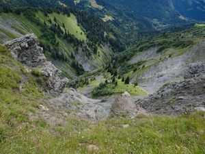 Preview wallpaper slope, grass, gorge, mountains, landscape