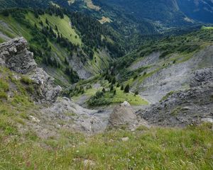 Preview wallpaper slope, grass, gorge, mountains, landscape