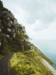 Preview wallpaper slope, grass, sea, path, coast