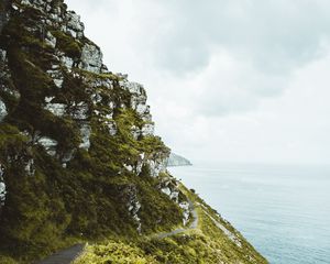 Preview wallpaper slope, grass, sea, path, coast
