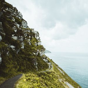 Preview wallpaper slope, grass, sea, path, coast