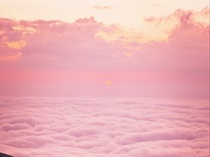Preview wallpaper slope, hill, clouds, sunset, pink