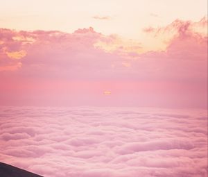 Preview wallpaper slope, hill, clouds, sunset, pink