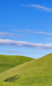 Preview wallpaper slope, hills, grass, minimalism, sky