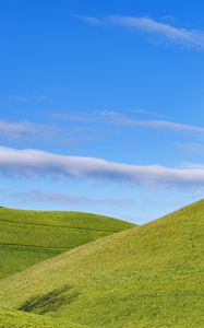 Preview wallpaper slope, hills, grass, minimalism, sky