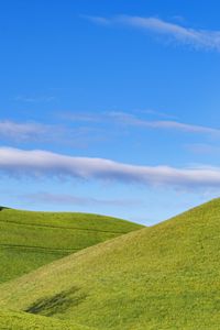 Preview wallpaper slope, hills, grass, minimalism, sky