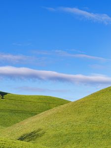 Preview wallpaper slope, hills, grass, minimalism, sky