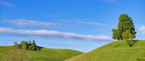 Preview wallpaper slope, hills, grass, minimalism, sky