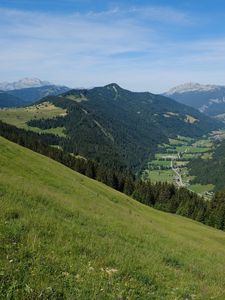 Preview wallpaper slope, hills, grass, trees, landscape