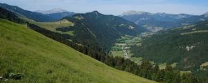 Preview wallpaper slope, hills, grass, trees, landscape