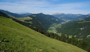 Preview wallpaper slope, hills, grass, trees, landscape