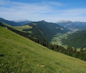 Preview wallpaper slope, hills, grass, trees, landscape