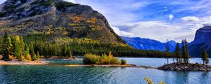 Preview wallpaper slope, lake, forest, trees, autumn