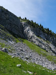 Preview wallpaper slope, mountain, relief, grass, stones