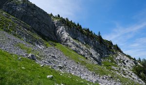 Preview wallpaper slope, mountain, relief, grass, stones