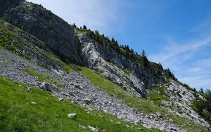 Preview wallpaper slope, mountain, relief, grass, stones