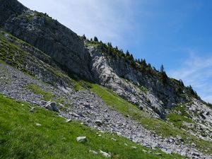 Preview wallpaper slope, mountain, relief, grass, stones