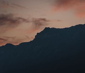 Preview wallpaper slope, mountains, silhouette, sunset, sky