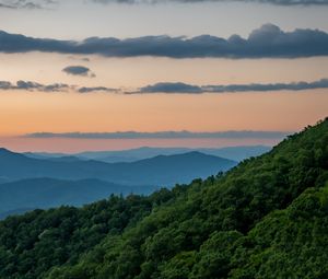 Preview wallpaper slope, mountains, trees, sky