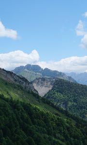 Preview wallpaper slope, mountains, trees, grass