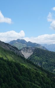 Preview wallpaper slope, mountains, trees, grass