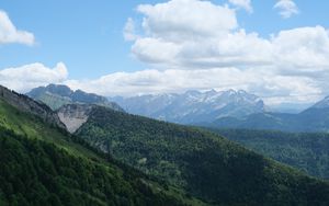 Preview wallpaper slope, mountains, trees, grass