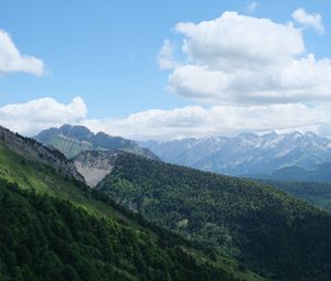 Preview wallpaper slope, mountains, trees, grass
