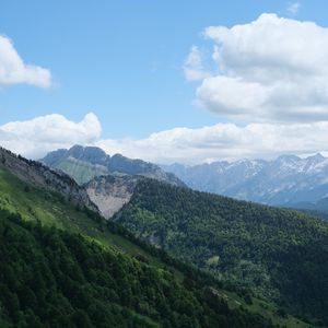 Preview wallpaper slope, mountains, trees, grass