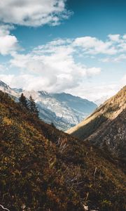 Preview wallpaper slope, mountains, valley, trees