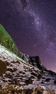 Preview wallpaper slope, nebula, rocks, stars, night