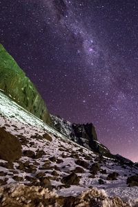 Preview wallpaper slope, nebula, rocks, stars, night