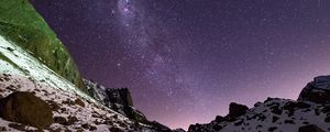 Preview wallpaper slope, nebula, rocks, stars, night