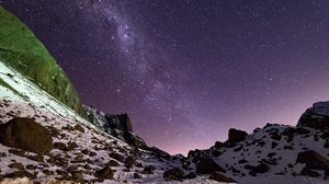 Preview wallpaper slope, nebula, rocks, stars, night