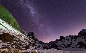 Preview wallpaper slope, nebula, rocks, stars, night