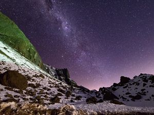 Preview wallpaper slope, nebula, rocks, stars, night