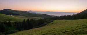 Preview wallpaper slope, plain, grass, trees, landscape