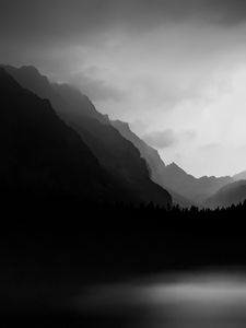 Preview wallpaper slope, relief, fog, bw