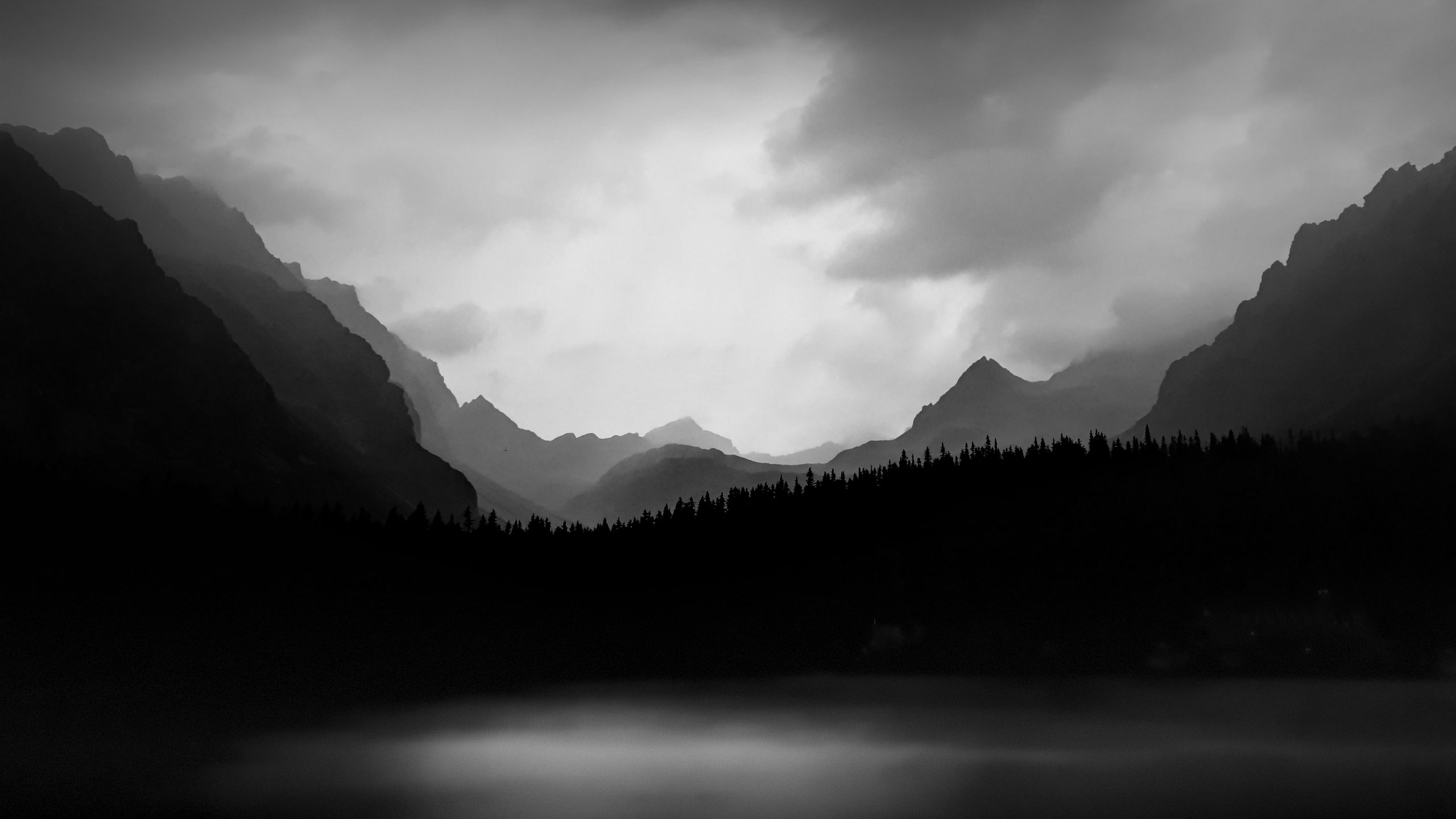 Download wallpaper 2560x1440 slope, relief, fog, bw widescreen 16:9 hd ...