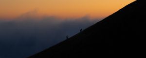 Preview wallpaper slope, rise, fog, sunset, sky